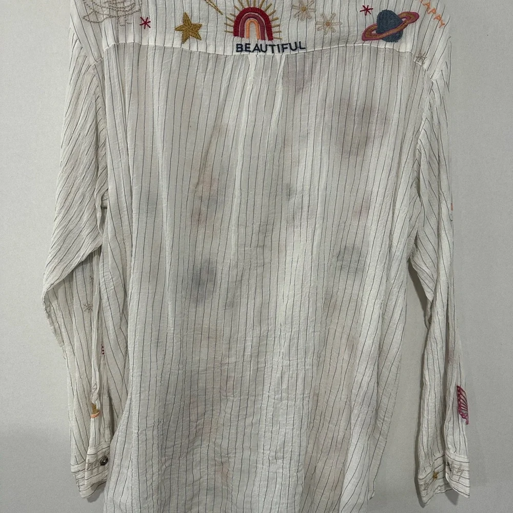 Johnny Was Multicolor Embroidered Button Down Shirt - Picture 5 of 7
